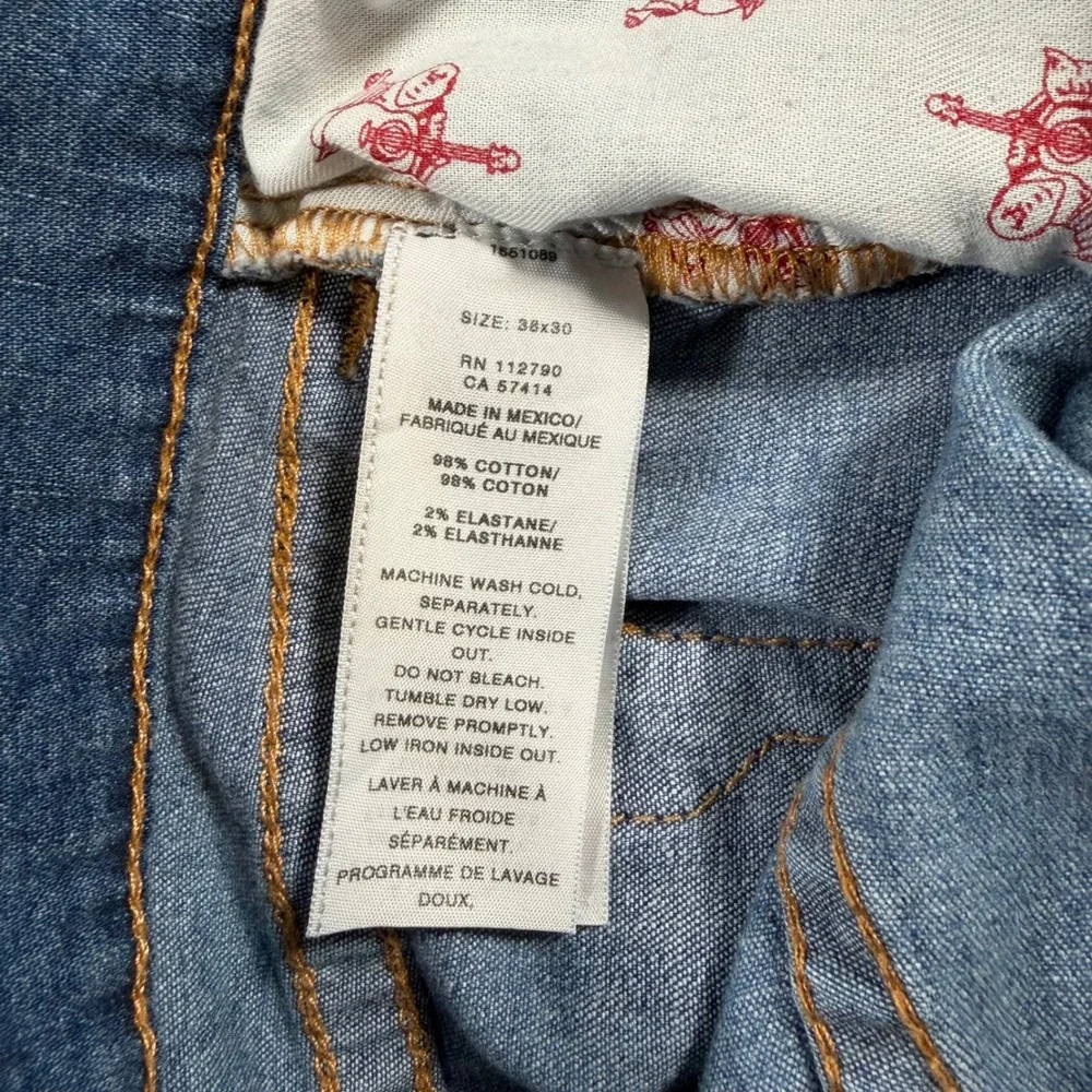 True Religion Ricky Jeans Men 38(FITS 37x28) Blue Relaxed Straight Drop Top Blue